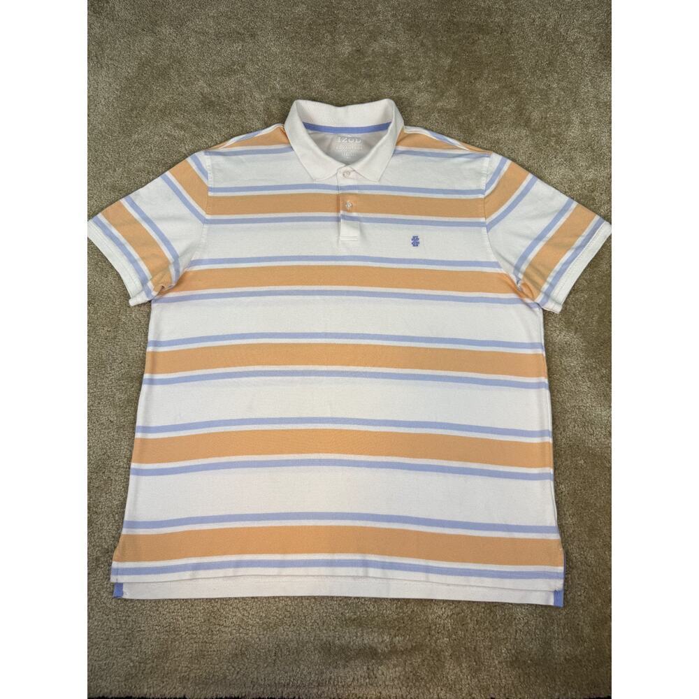 IZOD Mens XXL Advantage Performance Natural Stretch Orange White Golf Polo B728